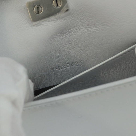 Salvatore Ferragamo hand Pouch Leather White Silver Auth 110793V