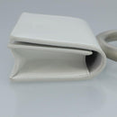 Salvatore Ferragamo hand Pouch Leather White Silver Auth 110793V-3
