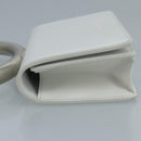 Salvatore Ferragamo hand Pouch Leather White Silver Auth 110793V-4