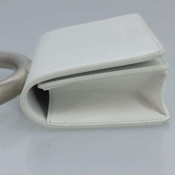 Salvatore Ferragamo hand Pouch Leather White Silver Auth 110793V