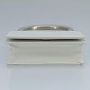 Salvatore Ferragamo hand Pouch Leather White Silver Auth 110793V-5