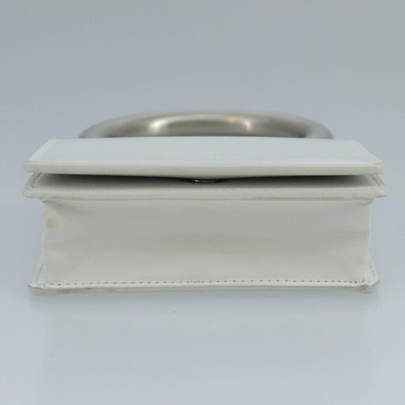 Salvatore Ferragamo hand Pouch Leather White Silver Auth 110793V