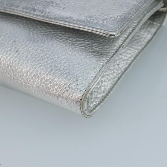 TIFFANY&Co. Chain Shoulder Bag Leather Silver Auth 110794