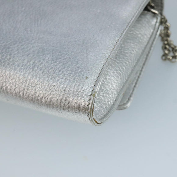 TIFFANY&Co. Chain Shoulder Bag Leather Silver Auth 110794