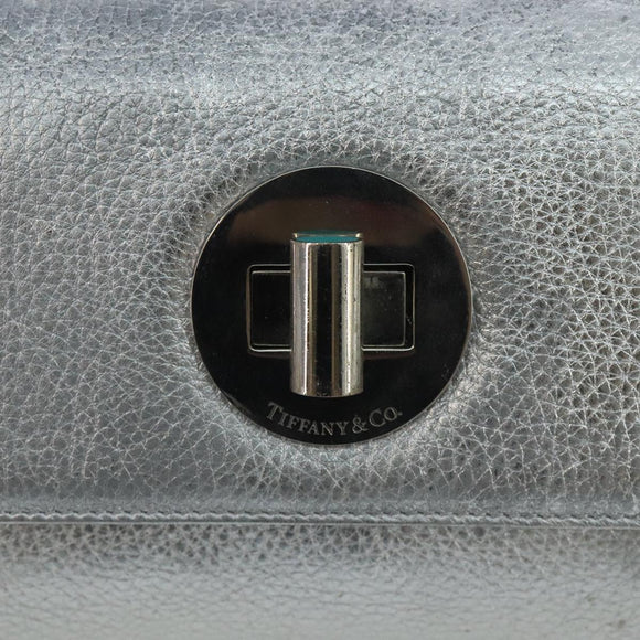 TIFFANY&Co. Chain Shoulder Bag Leather Silver Auth 110794