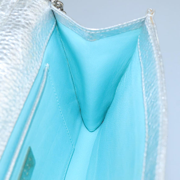 TIFFANY&Co. Chain Shoulder Bag Leather Silver Auth 110794