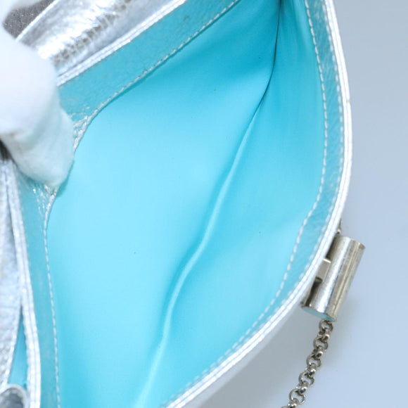 TIFFANY&Co. Chain Shoulder Bag Leather Silver Auth 110794