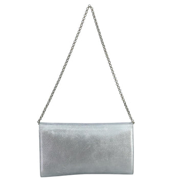 TIFFANY&Co. Chain Shoulder Bag Leather Silver Auth 110794 - 0