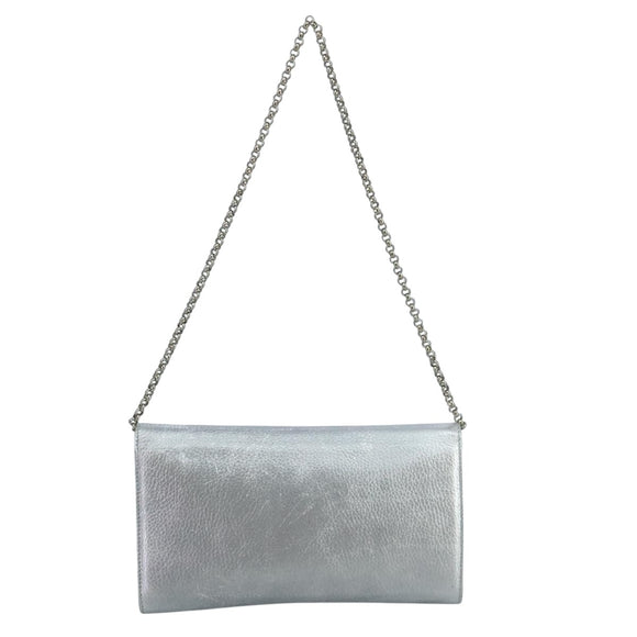 TIFFANY&Co. Chain Shoulder Bag Leather Silver Auth 110794