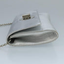 TIFFANY&Co. Chain Shoulder Bag Leather Silver Auth 110794-4