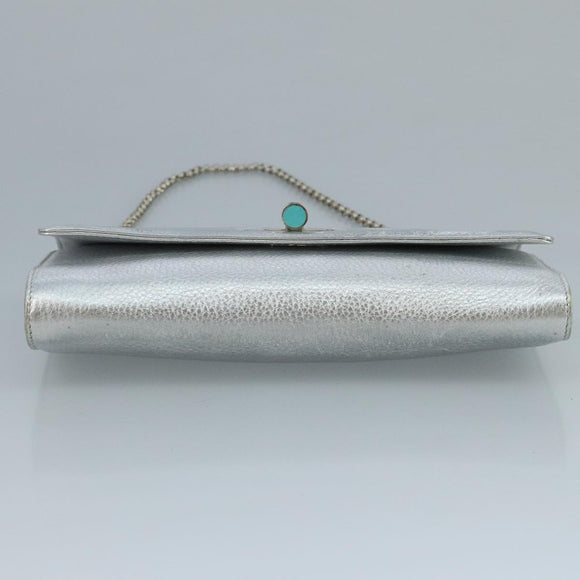 TIFFANY&Co. Chain Shoulder Bag Leather Silver Auth 110794