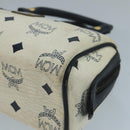MCM Vicetos Logogram Hand Bag PVC Leather 2way White Navy gold Auth 110795-14