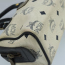 MCM Vicetos Logogram Hand Bag PVC Leather 2way White Navy gold Auth 110795-15