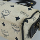 MCM Vicetos Logogram Hand Bag PVC Leather 2way White Navy gold Auth 110795-9
