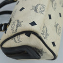 MCM Vicetos Logogram Hand Bag PVC Leather 2way White Navy gold Auth 110795-16