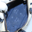 MCM Vicetos Logogram Hand Bag PVC Leather 2way White Navy gold Auth 110795-11