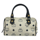 MCM Vicetos Logogram Hand Bag PVC Leather 2way White Navy gold Auth 110795-2