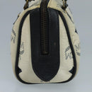 MCM Vicetos Logogram Hand Bag PVC Leather 2way White Navy gold Auth 110795-4