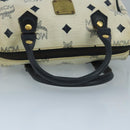 MCM Vicetos Logogram Hand Bag PVC Leather 2way White Navy gold Auth 110795-7