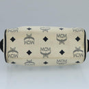 MCM Vicetos Logogram Hand Bag PVC Leather 2way White Navy gold Auth 110795-5