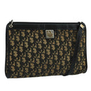 Christian Dior Trotter Canvas Shoulder Bag Navy Gold Auth 110806-1