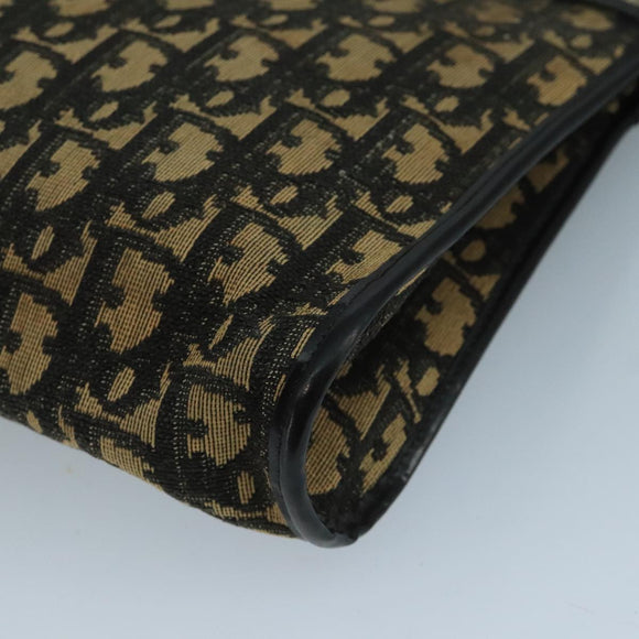 Christian Dior Trotter Canvas Shoulder Bag Navy Gold Auth 110806