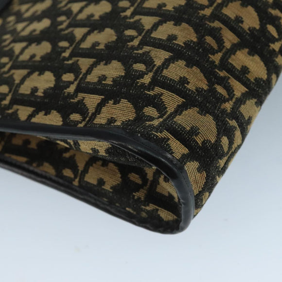 Christian Dior Trotter Canvas Shoulder Bag Navy Gold Auth 110806