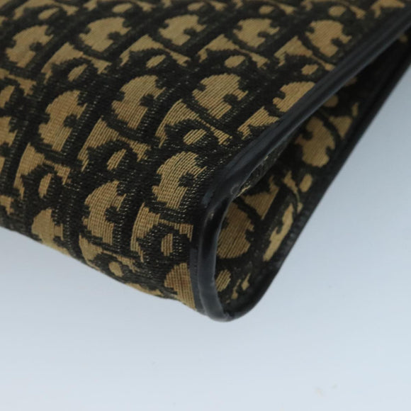 Christian Dior Trotter Canvas Shoulder Bag Navy Gold Auth 110806