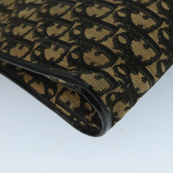 Christian Dior Trotter Canvas Shoulder Bag Navy Gold Auth 110806