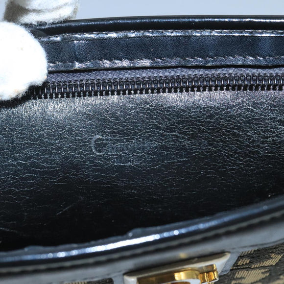 Christian Dior Trotter Canvas Shoulder Bag Navy Gold Auth 110806