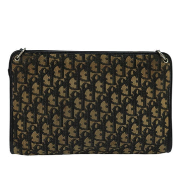 Christian Dior Trotter Canvas Shoulder Bag Navy Gold Auth 110806 - 0