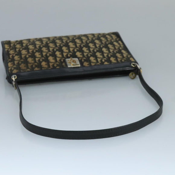 Christian Dior Trotter Canvas Shoulder Bag Navy Gold Auth 110806