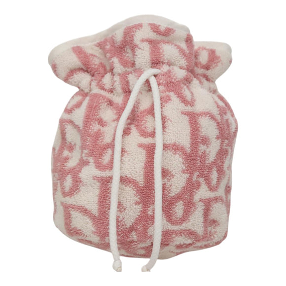 Christian Dior Pile Trotter Hand Bag Pink White Auth 110808