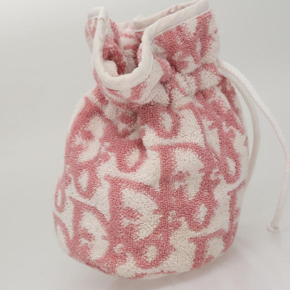 Christian Dior Pile Trotter Hand Bag Pink White Auth 110808