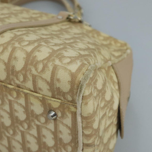 Christian Dior Trotter Canvas Romantic Shoulder Bag PVC Beige Silver Auth 110812