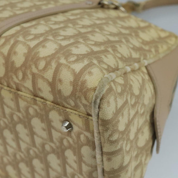 Christian Dior Trotter Canvas Romantic Shoulder Bag PVC Beige Silver Auth 110812