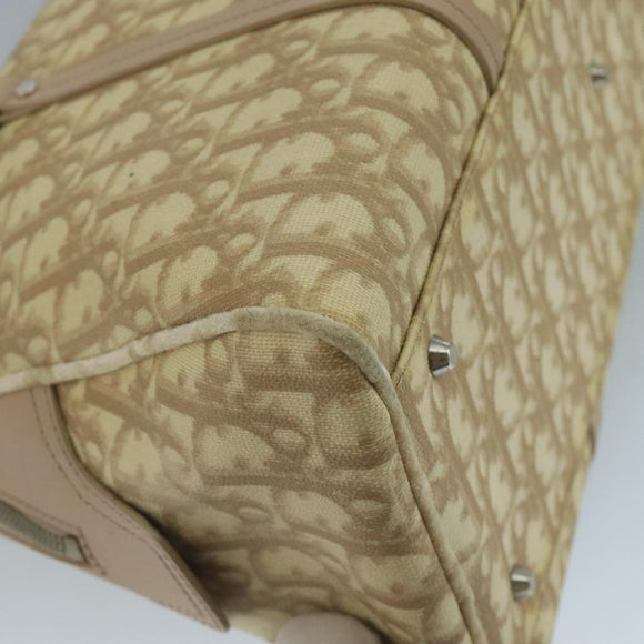 Christian Dior Trotter Canvas Romantic Shoulder Bag PVC Beige Silver Auth 110812