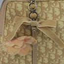 Christian Dior Trotter Canvas Romantic Shoulder Bag PVC Beige Silver Auth 110812-14