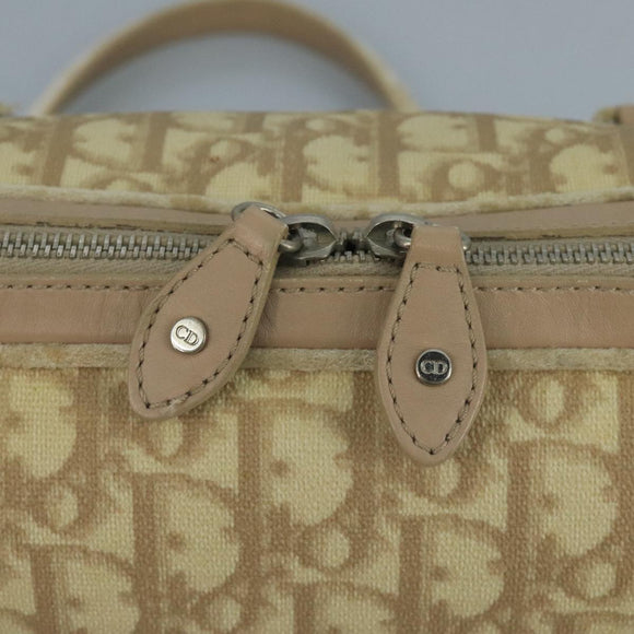 Christian Dior Trotter Canvas Romantic Shoulder Bag PVC Beige Silver Auth 110812