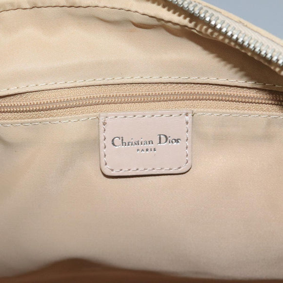 Christian Dior Trotter Canvas Romantic Shoulder Bag PVC Beige Silver Auth 110812