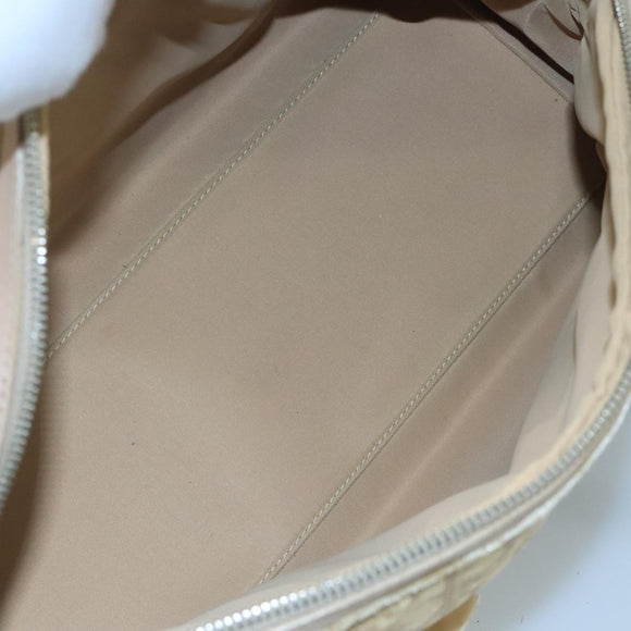 Christian Dior Trotter Canvas Romantic Shoulder Bag PVC Beige Silver Auth 110812