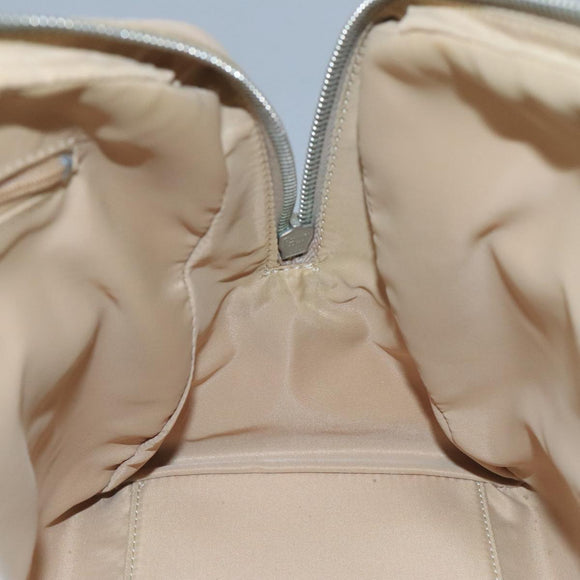 Christian Dior Trotter Canvas Romantic Shoulder Bag PVC Beige Silver Auth 110812