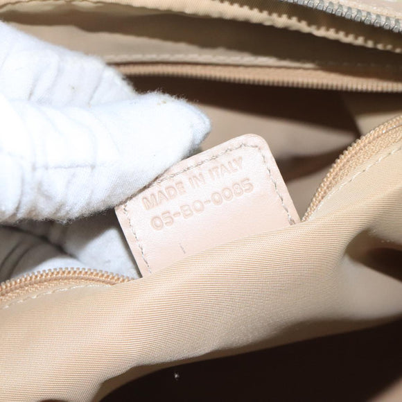Christian Dior Trotter Canvas Romantic Shoulder Bag PVC Beige Silver Auth 110812