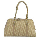 Christian Dior Trotter Canvas Romantic Shoulder Bag PVC Beige Silver Auth 110812-3