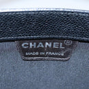 CHANEL Hand Bag Caviar Skin Black Silver CC Auth 110813-10