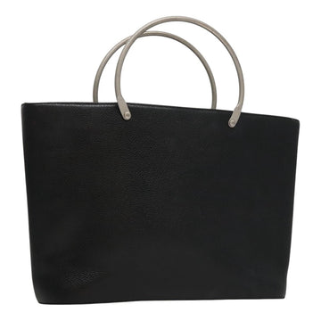 CHANEL Hand Bag Caviar Skin Black Silver CC Auth 110813