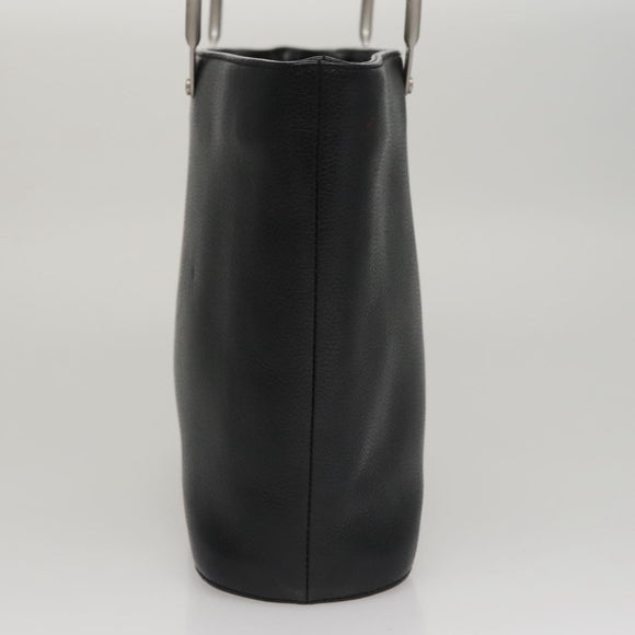 CHANEL Hand Bag Caviar Skin Black Silver CC Auth 110813