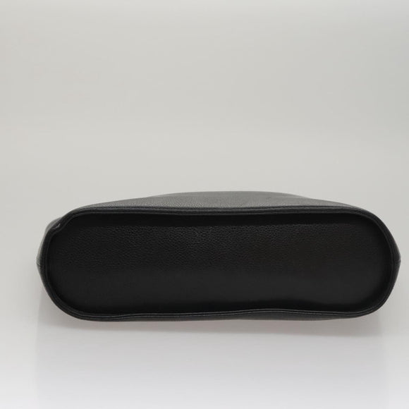 CHANEL Hand Bag Caviar Skin Black Silver CC Auth 110813