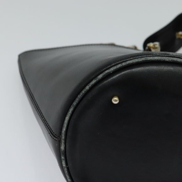 CELINE Chain Shoulder Bag Leather Black Gold Auth 110823