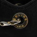 CELINE Chain Shoulder Bag Leather Black Gold Auth 110823-18